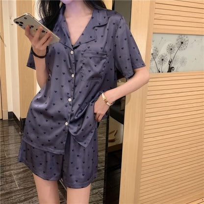 Summer Pajamas Women Ice Silk Leopard Print Cute Sleepwear