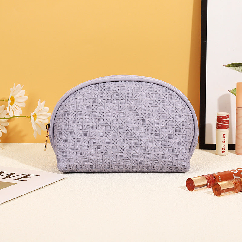 Bolsa de cosméticos sencilla de cuero de color sólido