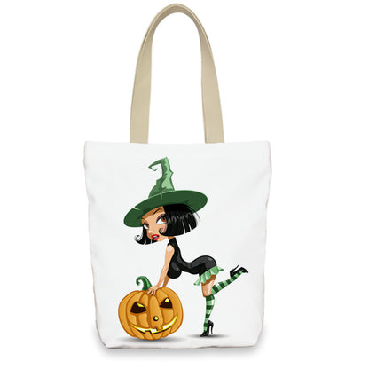 Bolso de lona con diseño de calabaza de Halloween para mujer