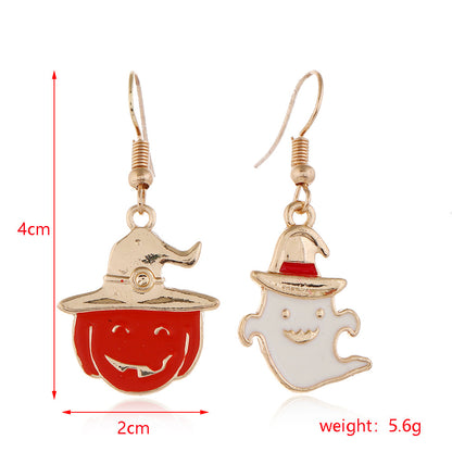 Halloween Women Fashion Drip Oil Spider Web Earrings