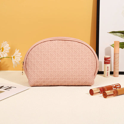 Bolsa de cosméticos sencilla de cuero de color sólido