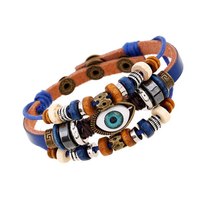 Bohemian Luck Eye 3-Layer PU Leather Bracelet