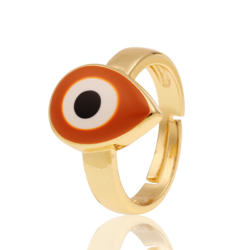 Anillos creativos de moda con diseño de ojo malvado bañados en cobre para mujer
