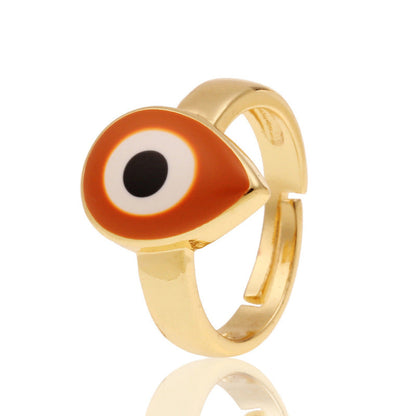Anillos creativos de moda con diseño de ojo malvado bañados en cobre para mujer