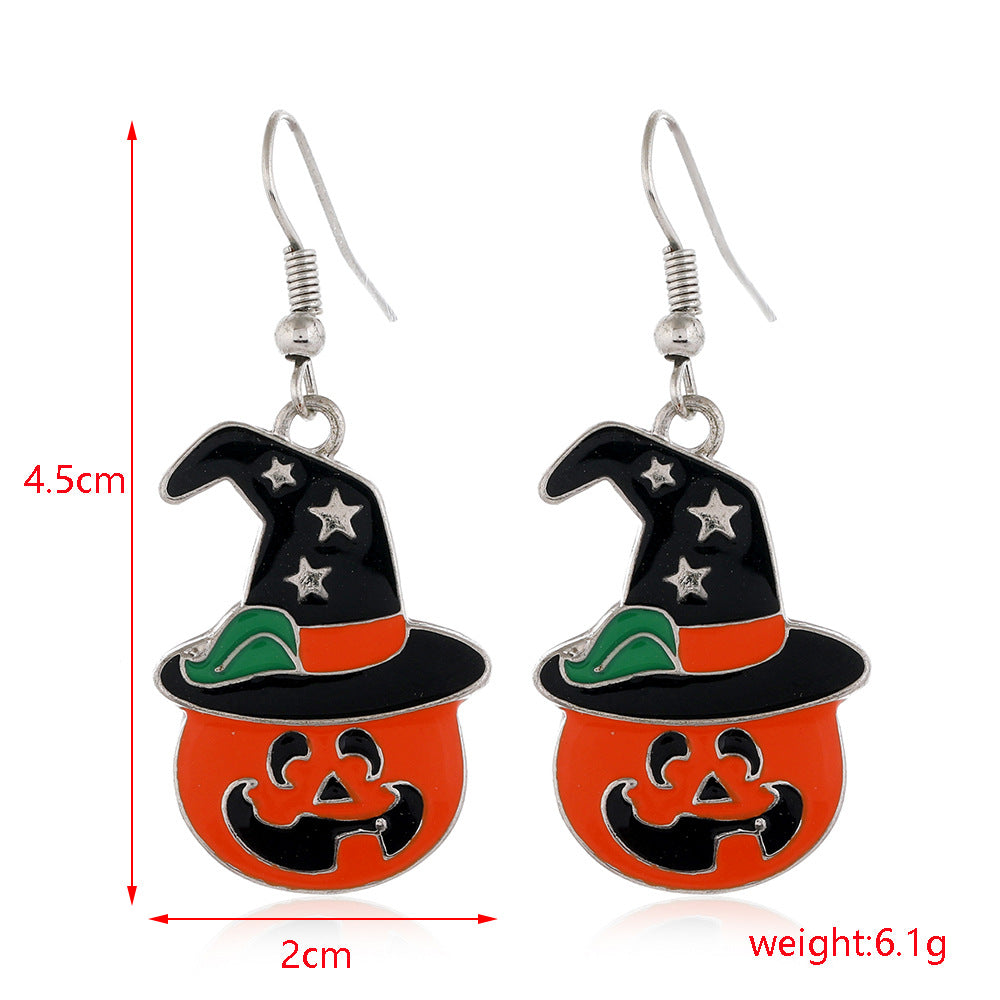 Halloween Women Fashion Drip Oil Spider Web Earrings