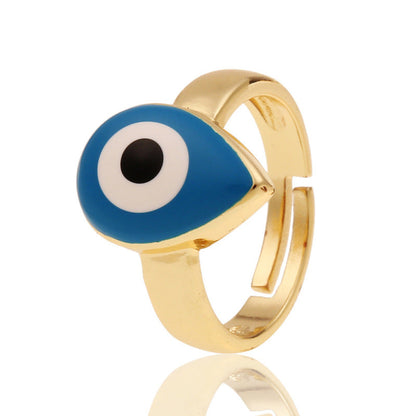 Anillos creativos de moda con diseño de ojo malvado bañados en cobre para mujer