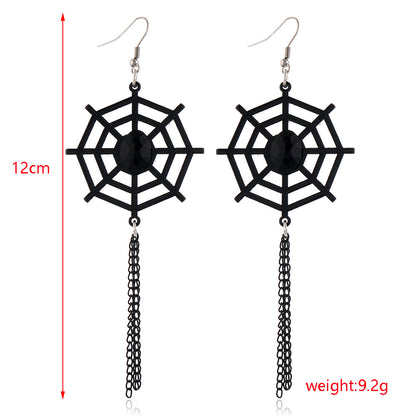 Halloween Women Fashion Drip Oil Spider Web Earrings