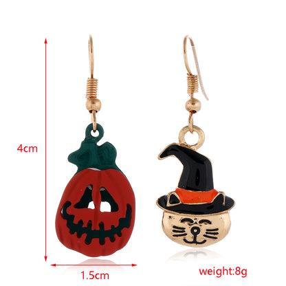 Halloween Women Fashion Drip Oil Spider Web Earrings