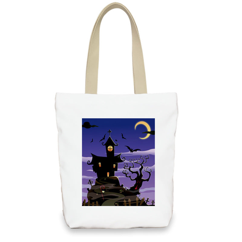 Bolso de lona con diseño de calabaza de Halloween para mujer