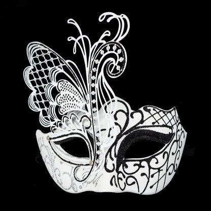 Masque en métal drôle en dentelle à la mode, masque papillon en fer rose doré pour hommes et femmes