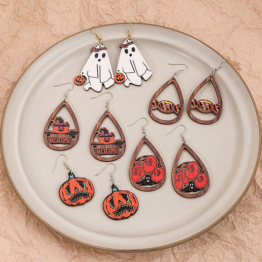 Halloween Women Cartoon Ghost Skull Earrings Alloy Jewelry