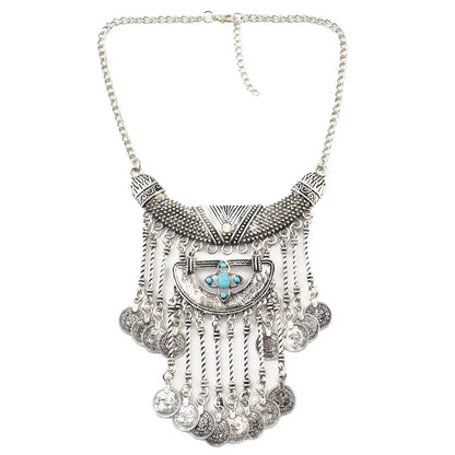 Collar de aleación con borlas bohemias para mujer