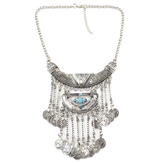 Collar de aleación con borlas bohemias para mujer