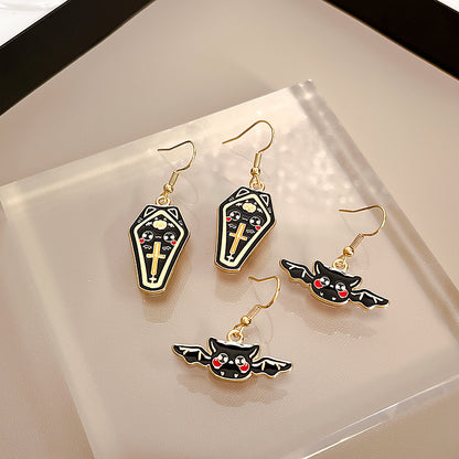 Pendientes de búho oscuro de Halloween con personalidad de moda para mujer