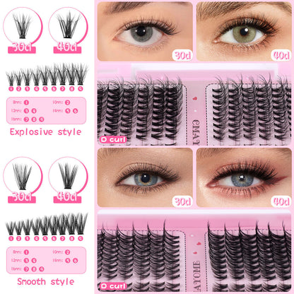 Juego de pestañas postizas naturales de un solo grupo, de 8 a 16 mm de grosor, para mujer