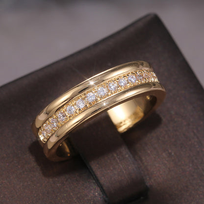 Anillo de aleación de circón simple para mujer, estilo geométrico unisex