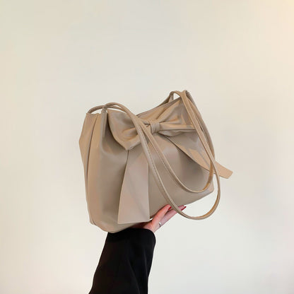 Bolso tote con lazo de color sólido de gran capacidad a la moda para mujer