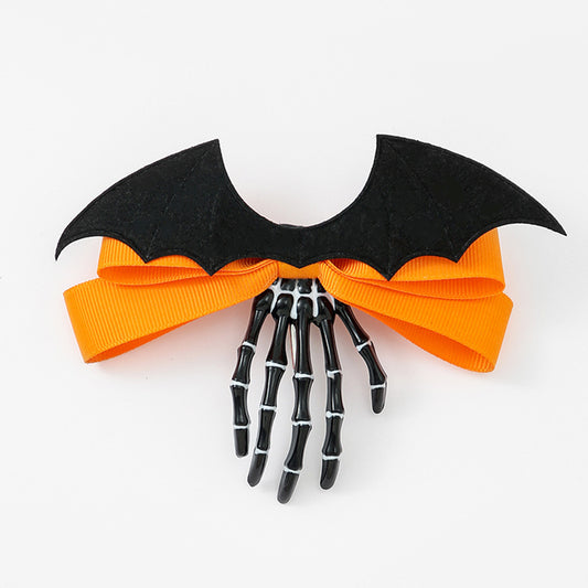 Pince à cheveux vintage amusante pour femme, motif fantôme, chauve-souris, nœud, Halloween