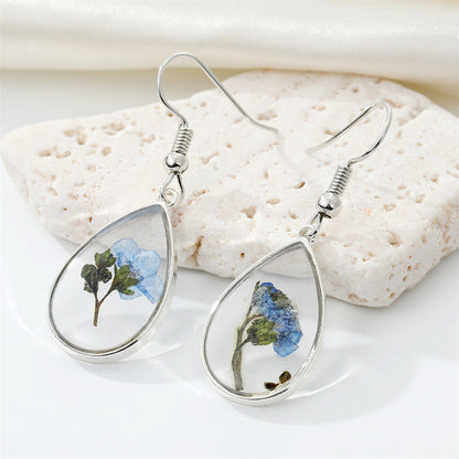 Women Bohemian Transparent Resin Eternal Flower Earrings