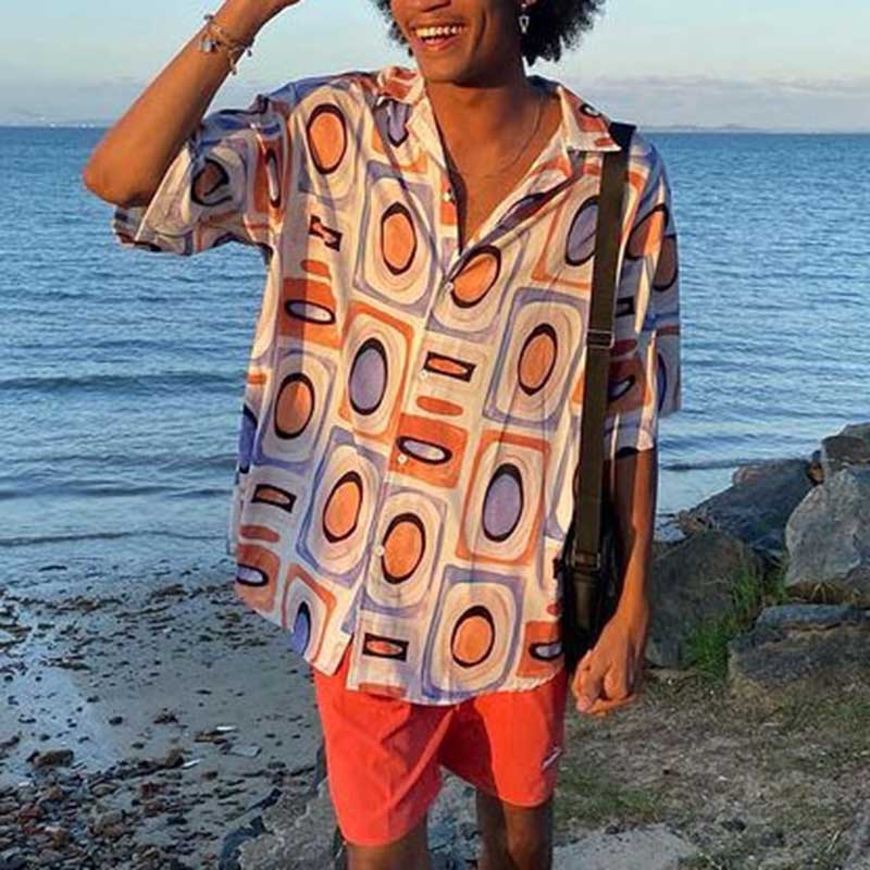 Camisa de manga corta a cuadros para hombre, estilo informal y vacacional, mezcla de algodón