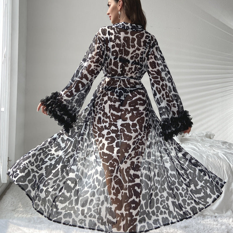 Women Fashion Sexy Leopard Printed Dress Pajamas