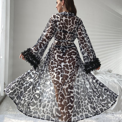 Women Fashion Sexy Leopard Printed Dress Pajamas