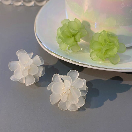 Women Fashion Elegant Solid Color Floral Earrings