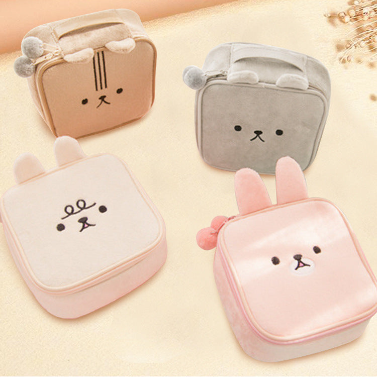 Bolsa de cosméticos bordada con dibujos de animales para mujer