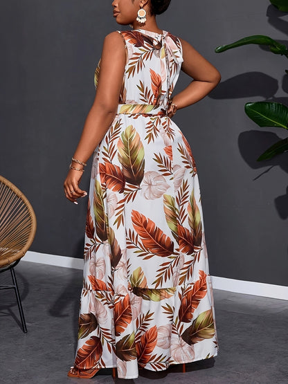 Women Casual Plus Size Floral Printed Loose Dress