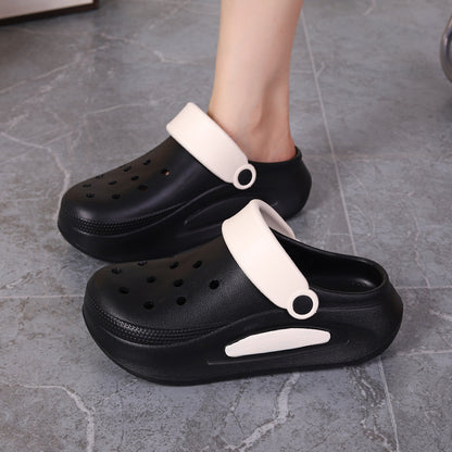 Zapatos casuales para mujer con suela gruesa, antideslizantes y con agujeros en colores contrastantes
