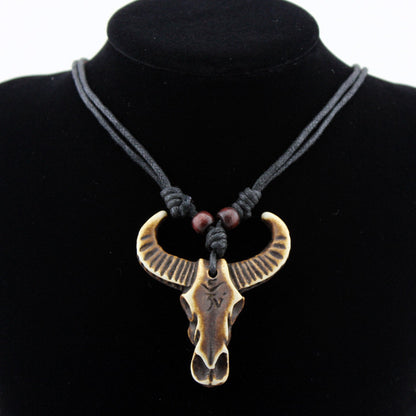 Collar unisex vintage de imitación de hueso de yak para Halloween