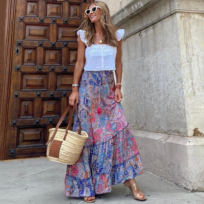 Bohemian Vacation Women Casual Vintage Printed Skirt