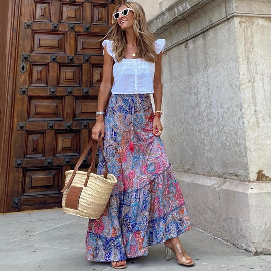 Bohemian Vacation Women Casual Vintage Printed Skirt
