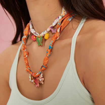Collar con colgante de mariposa floral multifuncional de moda para mujer