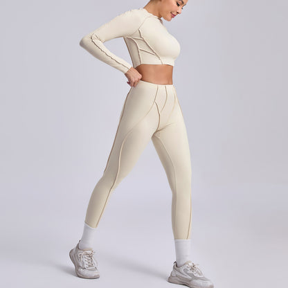 Ensemble haut court et leggings plissés pour le yoga et le sport