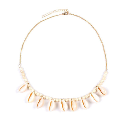 Collar de conchas y cuentas turquesas bohemias para mujer