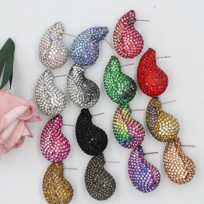 Women Fashion Simple Zircon Water-Drop Earrings