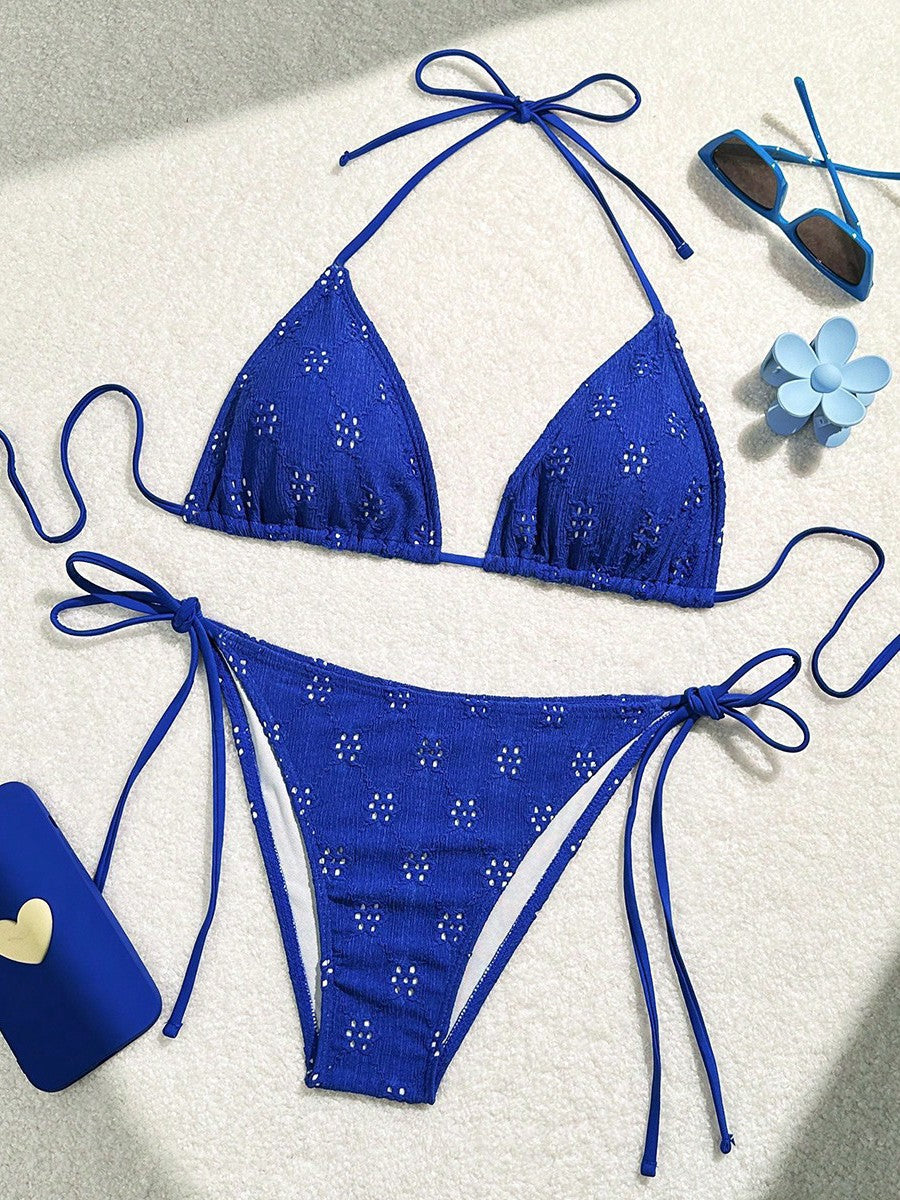 Bikini de playa sexy de color sólido con huecos para mujer