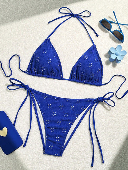 Bikini de playa sexy de color sólido con huecos para mujer