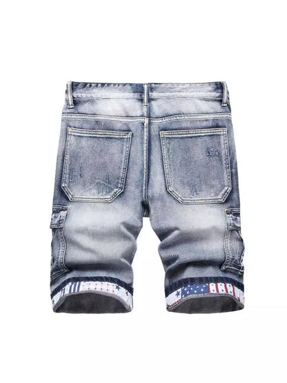 Short en jean décontracté pour homme avec plusieurs poches