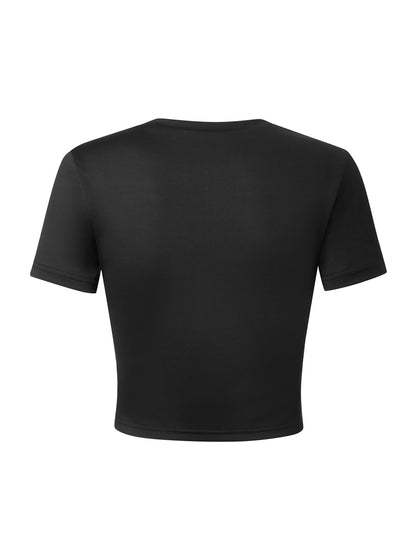 Women Fashion Sexy Printed Short Sleeve Crop Top