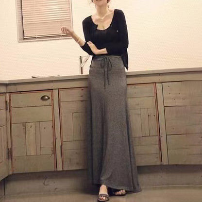 Falda larga informal de color liso a la moda para mujer