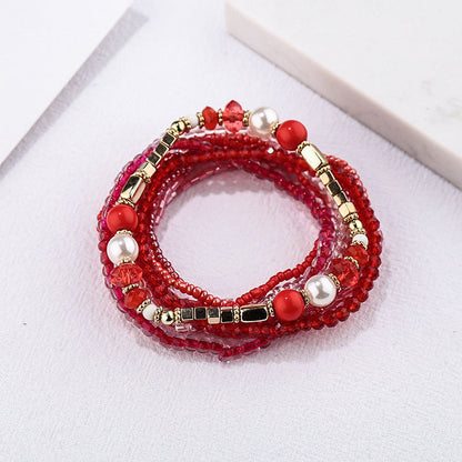 Conjunto de pulseras de perlas de cristal natural de estilo bohemio