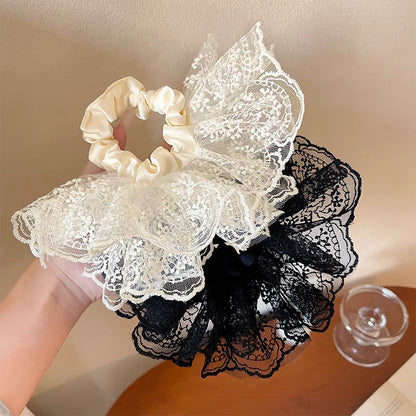 Falda elegante de mujer de color liso con doble capa y encaje elástico