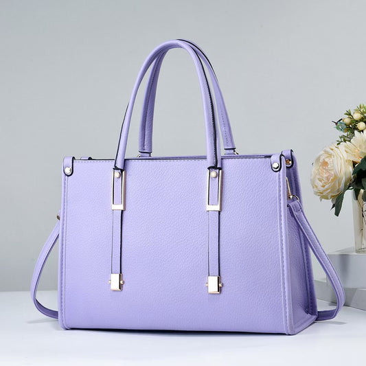 Women Large Capacity PU Work Bag with Zipper Closure