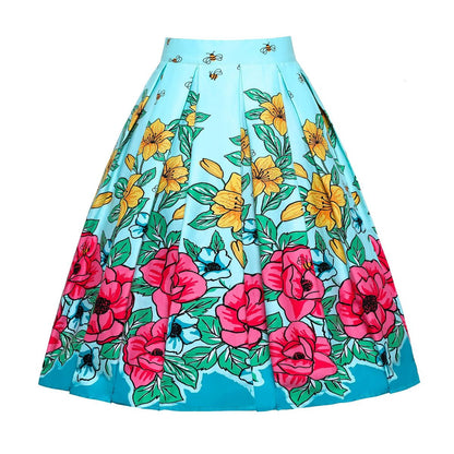 Falda plisada estampada elegante de moda para mujer