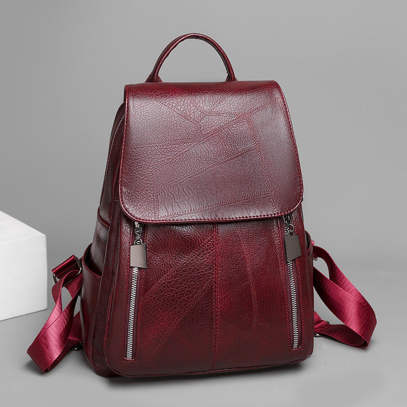 Women Large Capacity Retro Travel Leather Backpack