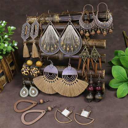 Boucles d'oreilles à pompons rétro de style ethnique bohème