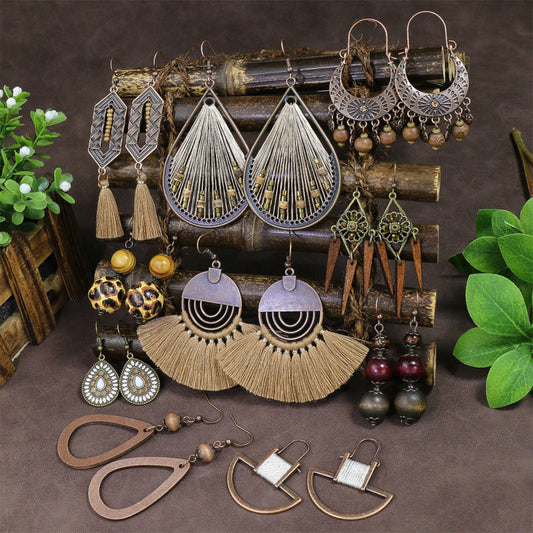 Boucles d'oreilles à pompons rétro de style ethnique bohème