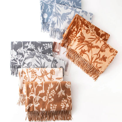 Women Fashion Casual Printed Warm Thickened Imitation Cashmere Scarf
